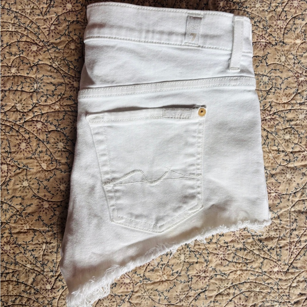 7 For All Mankind White Jean Shorts